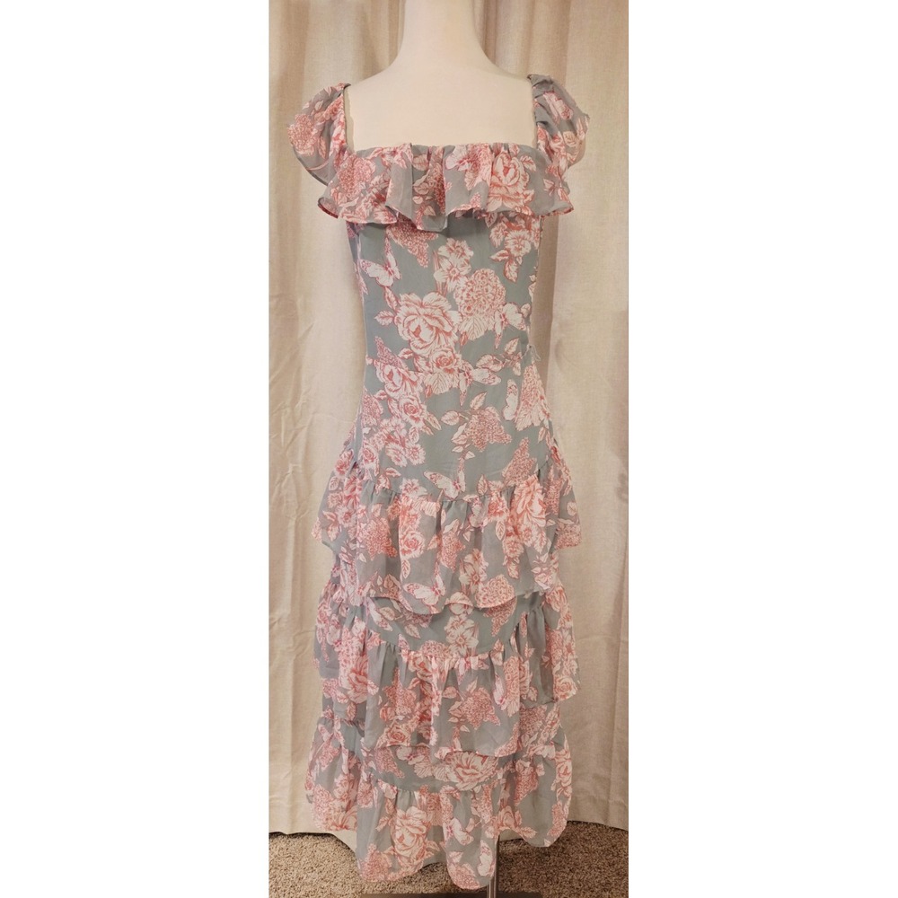 Eliza J. Ruffled Dress, In Dusty Pistachio And Copper. Flirty & Feminine. Sz 18